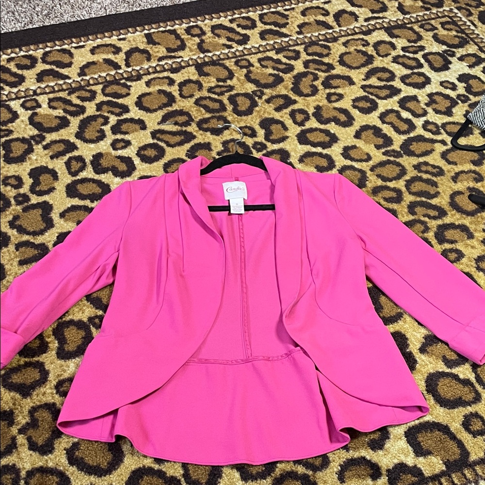 Candie’s Hot Pink Open-Front Blazer | Women’s Small | Y2K Statement Jacket